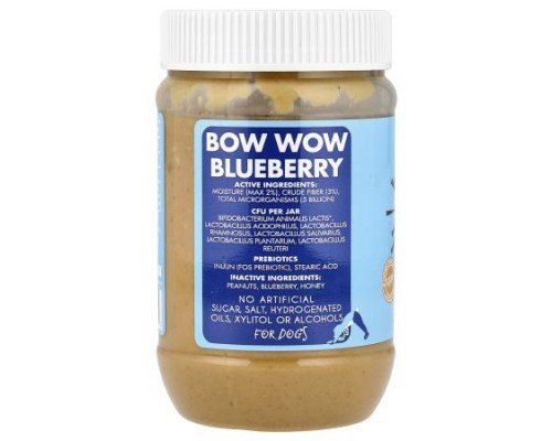 Bark Bistro, Buddy Budder, Probiotic Pup, Peanut Butter For Dogs, Bow Wow Blueberry, 17 oz (480 g)