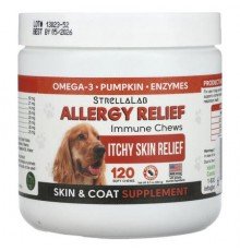 StrellaLab, Allergy Relief, Immune Chews, For Dogs, Peanut Butter, 120 Soft Chews, 9.3 oz (264 g)