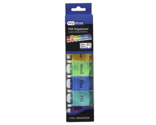 Ezy Dose, Weekly with Push Buttons Pill Organizer, 1 Count