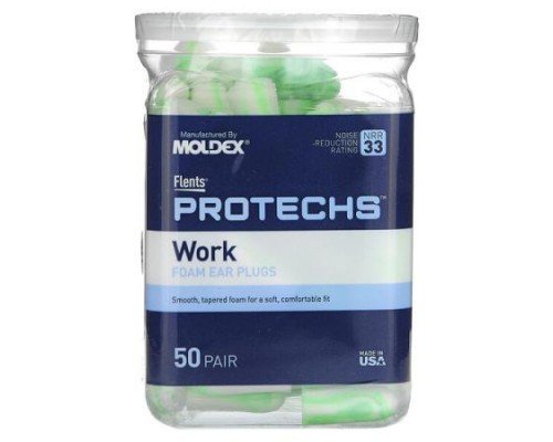 Flents, Protechs, Foam Ear Plugs, Work, 50 Pair