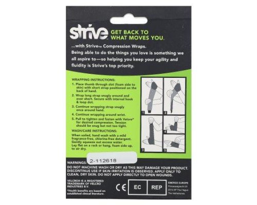 Strive, Left Wrist Compression Wrap, One Size Fits Most, 1 Count