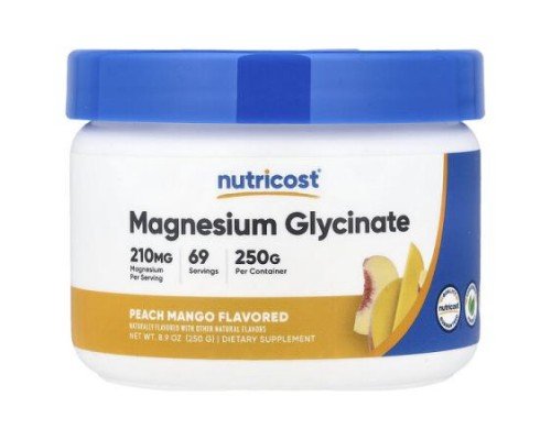 Nutricost, Magnesium Glycinate, Peach Mango, 8.9 oz (250 g)