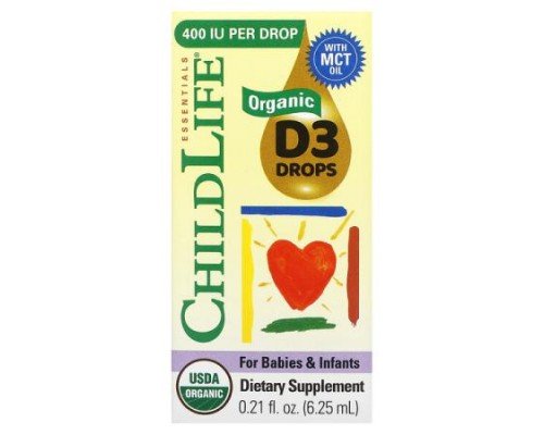 ChildLife Essentials, Organic D3 Drops for Babies & Infants, 0.21 fl oz (6.25 mL)