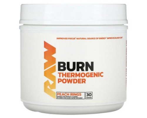 Raw Nutrition, Burn, Thermogenic Powder, Peach Rings, 18.2 oz (516 g)