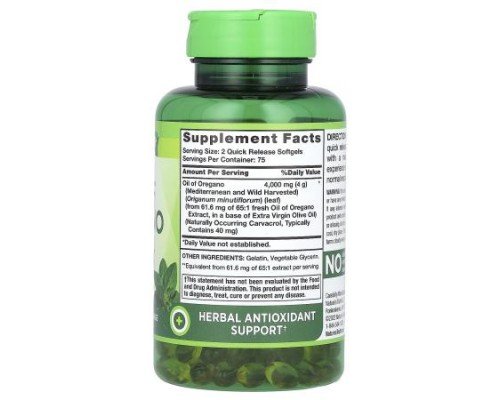 Nature's Truth, Vitamins, Oil Of Oregano, 2,000 mg, 150 Quick Release Softgels