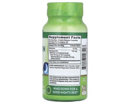 Nature's Truth, Sleep Melatonin Plus Ashwagandha, 60 Quick Release Capsules