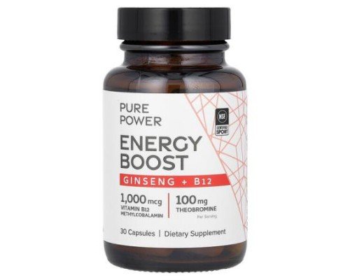 Dr. Mercola, Pure Power, Energy Boost, Ginseng + B12, 30 Capsules