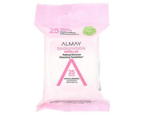 Almay, Makeup Remover Cleansing Towelettes, With Micellar , 25 Wipes
