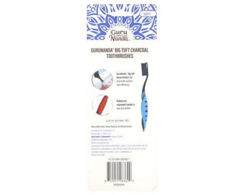 GuruNanda, Big Tuft Charcoal Toothbrushes, Soft , 6 Toothbrushes