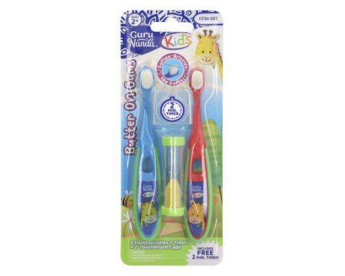 GuruNanda, Kids, Butter On Gums Toothbrush Set, Extra Soft, Ages 2+, 5 Piece Set