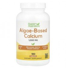 Super Nutrition, Algae-Based Calcium with Calcium,Vitamin D3, and Magnesium, Organic Strawberry, Raspberry, and Blueberry, 180 Tablets