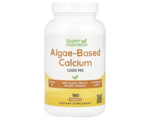 Super Nutrition, Algae-Based Calcium with Calcium,Vitamin D3, and Magnesium, Organic Strawberry, Raspberry, and Blueberry, 180 Tablets