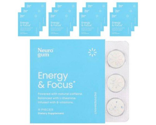 NeuroGum, Energy & Focus, Peppermint, 12 Packs, 9 Pieces Each