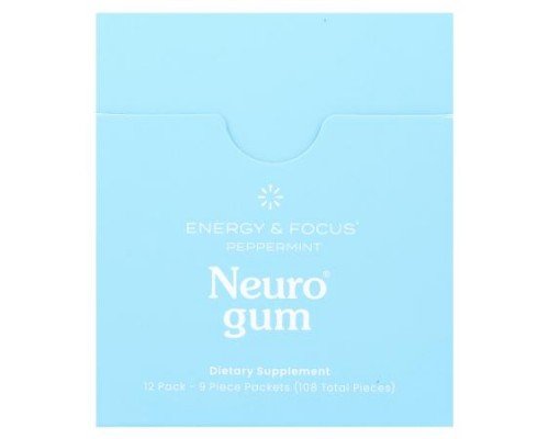 NeuroGum, Energy & Focus, Peppermint, 12 Packs, 9 Pieces Each