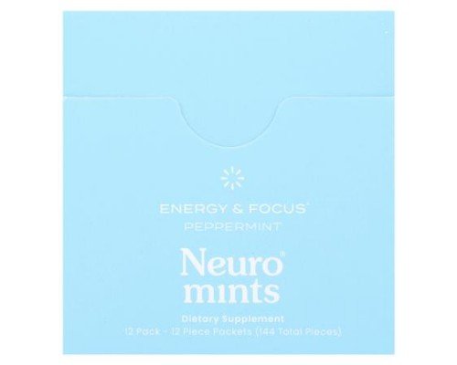 NeuroGum, NeuroMints, Energy & Focus, Peppermint, 12 Packs, 12 Pieces Each