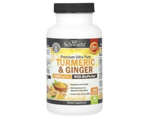 BioSchwartz, Premium Ultra Pure Turmeric & Ginger With BioPerine, 2,000 mg, 160 Veggie Caps (500 mg)