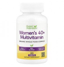 Super Nutrition, Organic Whole Food Women's 40+ Multivitamin with Organic Amla Extract, Organic Sunflower Extract, Organic Moringa Extract, and Organic Shiitake Extract , 60 Tablets