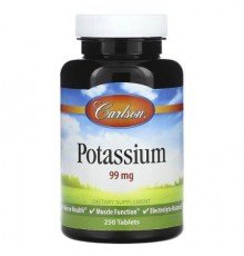 Carlson, Potassium, 99 mg, 250 Tablets