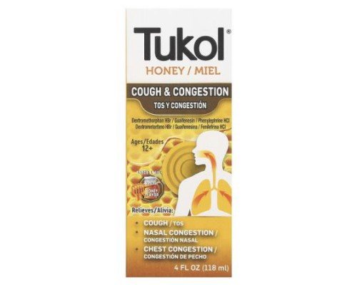 Tukol, Honey, Cough & Congestion, Ages 12+, Natural Honey, 4 fl oz (118 ml)