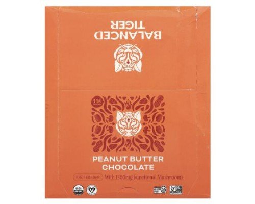 Balanced Tiger, Protein Bar, Peanut Butter Chocolate, 12 Bars, 1.55 oz (44 g) Each