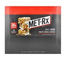 MET-Rx, Big 100, Meal Replacement Bar, Fruity Cereal Crunch, 9 Bars, 3.52 oz (100 g) Each