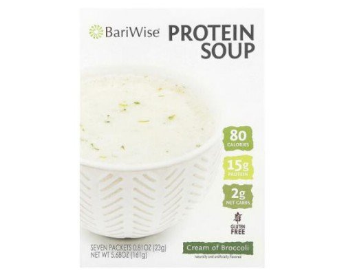 BariWise, Protein Soup, Cream of Broccoli, 7 Packets, 0.81 oz (23 g) Each