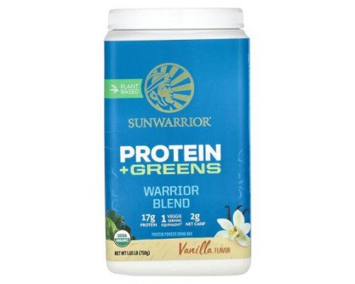 Sunwarrior, Warrior Blend, Protein + Greens, Vanilla, 1.65 lb (750 g)