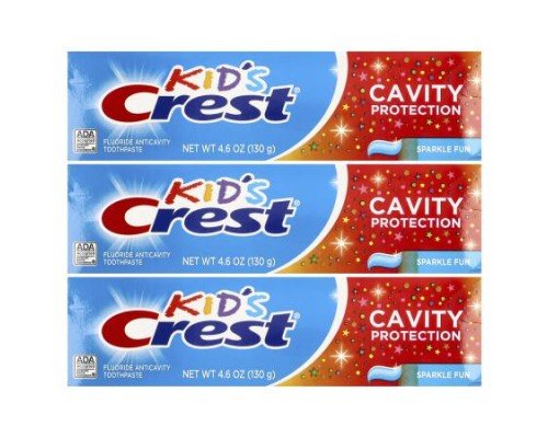Crest, Kids, Cavity Protection, Fluoride Anticavity Toothpaste, Sparkle Fun, 3 Pack, 4.6 oz (130 g) Each