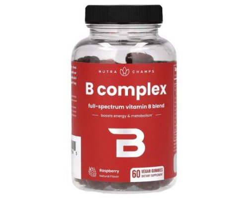 NutraChamps, B Complex, Raspberry, 60 Vegan Gummies