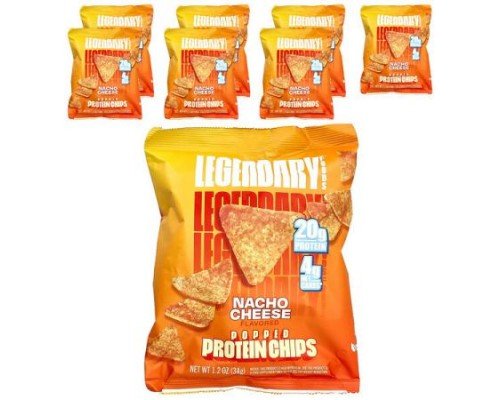 Legendary Foods, Popped Protein Chips, Nacho Cheese, 7 Bags, 1.2 oz (34 g) Each