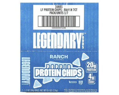 Legendary Foods, Popped Protein Chips, Ranch, 7 Bags, 1.2 oz (34 g) Each