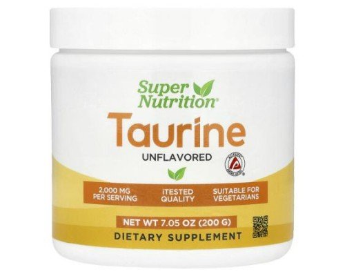 Super Nutrition, Taurine, Unflavored, 7.05 oz (200 g)