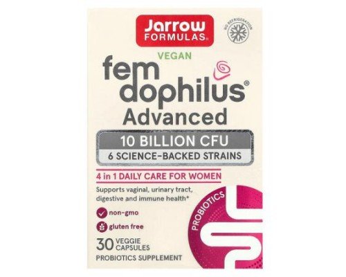 Jarrow Formulas, Vegan Fem Dophilus, Advanced, 10 Billion CFU (250 mg), 30 Veggies Capsules