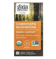 Gaia Herbs, Cordyceps Mushroom, 40 Vegan Capsules