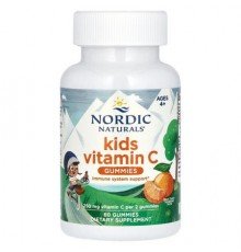 Nordic Naturals, Kids Vitamin C Gummies, Ages 4+, Tangy Tangerine, 60 Gummies (125 mg per Gummy)