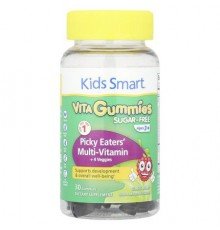 Kids Smart, Kids Smart® Vita Gummies, Picky Eaters' Multi-Vitamin + 4 Veggies, Ages 3+, Citrus Berry, 30 Gummies