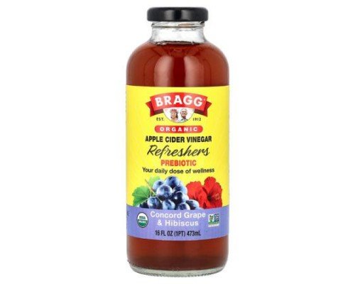 Bragg, Organic Apple Cider Vinegar Refreshers, Prebiotic, Concord Grape & Hibiscus, 16 fl oz (473 ml)