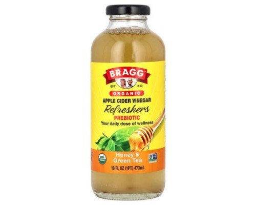 Bragg, Organic Apple Cider Vinegar Refreshers, Prebiotic, Honey & Green Tea, 16 fl oz (473 ml)