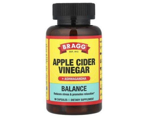 Bragg, Apple Cider Vinegar + Ashwagandha, 90 Capsules