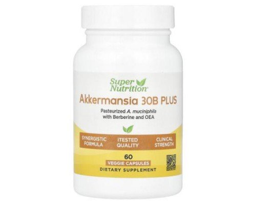 Super Nutrition, Akkermansia 30B PLUS with Berberine Phospholipid Matrix, and OEA, 60  Veggie Capsules