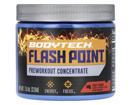 BodyTech, Flash Point, Preworkout Concentrate, Fruit Punch , 7.6 oz (216 g)