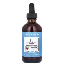 The Vitamin Shoppe, Vitamin B12 with Folic Acid, Raspberry, 4 fl oz (118 ml)