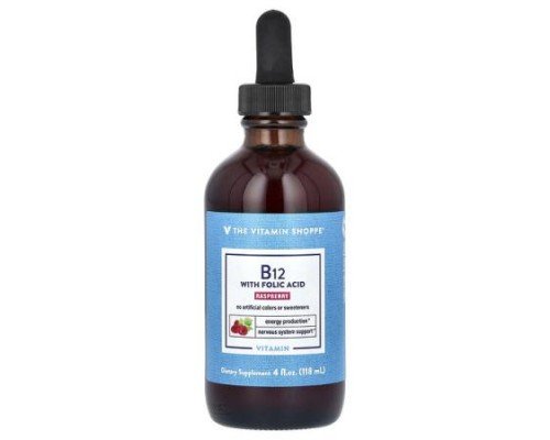 The Vitamin Shoppe, Vitamin B12 with Folic Acid, Raspberry, 4 fl oz (118 ml)