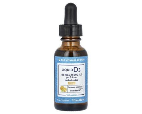 The Vitamin Shoppe, Liquid Vitamin D3, Citrus, 125 mcg (5,000 IU), 1 fl oz (30 ml)