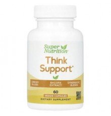 Super Nutrition, Think Support, with Ginkgo Biloba, Skullcap, Gotu Kola, Bacopa and Enzymes, 60 Veggie Capsules