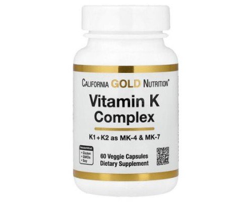 California Gold Nutrition, Vitamin K Complex, 60 Veggie Capsules