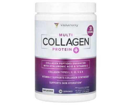 Vitauthority, Multi Collagen Protein+, Unflavored, 8.26 oz (234 g)