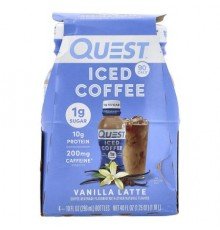 Quest Nutrition, Iced Coffee, Vanilla Latte, 4 Bottles, 10 fl oz (296 ml) Each