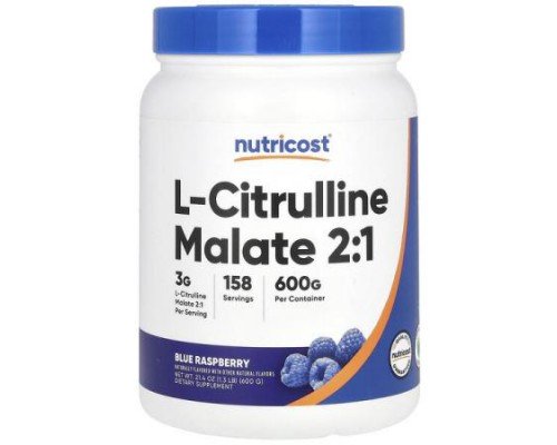 Nutricost, L-Citrulline Malate 2:1, Blue Raspberry, 21.4 oz (600 g)