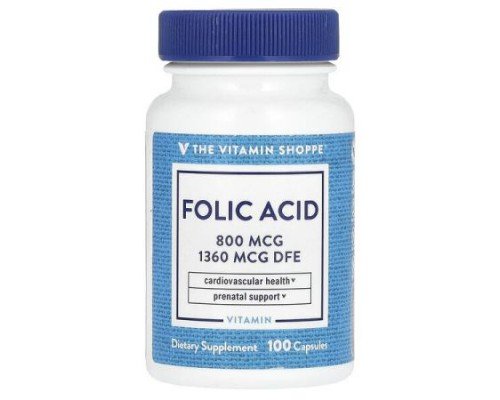The Vitamin Shoppe, Folic Acid, 800 mcg, 100 Capsules